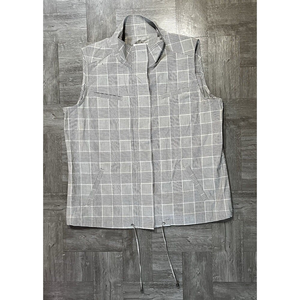 Christopher & Banks Women’s Large Brown Tan Plaid Lightweight Full Zip Vest L
